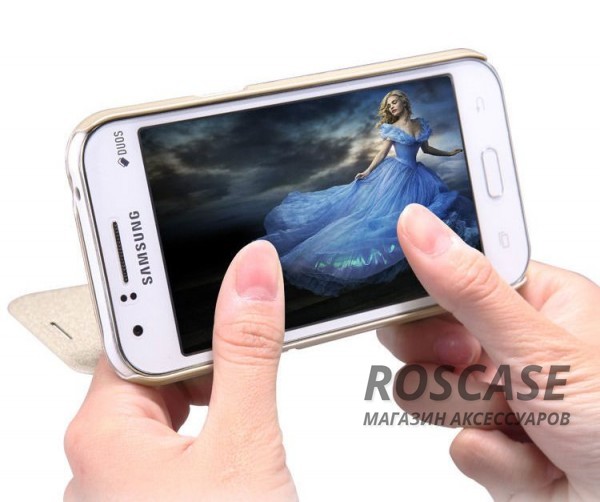 фото кожаный чехол (книжка) Nillkin Sparkle Series для Samsung Galaxy J1 Duos SM-J100