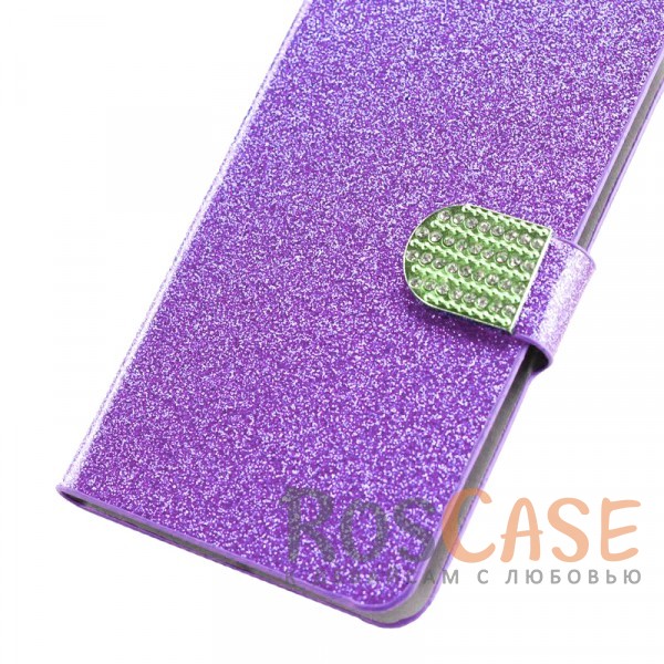 Изображение Фиолетовый Сияющий кожаный чехол-книжка со стразами для Xiaomi Redmi Note 5A / Redmi Y1 Lite