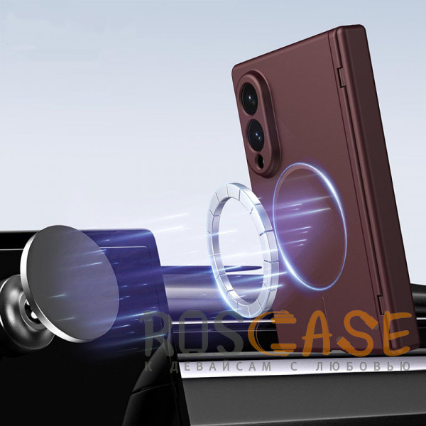 Фото Бордовый Чехол 3D с Magsafe и внешним стеклом для Samsung Galaxy Z Fold 8