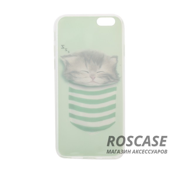 Изображение Котенок в кармане Тонкий силиконовый чехол с принтом "Милые котята" для Apple iPhone 6/6s (4.7")