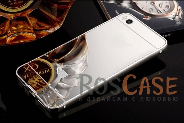 Фотография Серебряный Металлический чехол бампер для Xiaomi Mi 5s с зеркальной вставкой