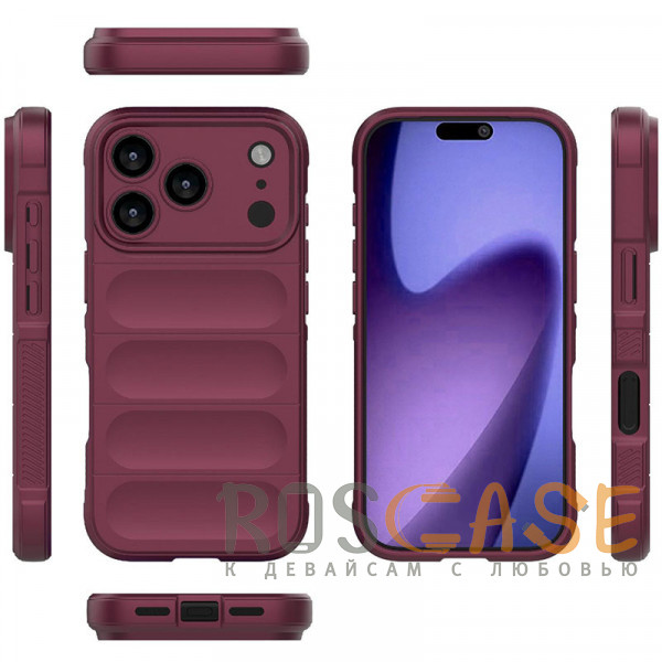 Фото Бордовый Flex Silicone | Противоударный чехол для iPhone 17 Pro с защитой камеры и микрофиброй