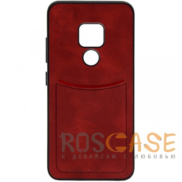 Фото Красный ILEVEL | Чехол с кожаным покрытием и с карманом-визитницей для Huawei Mate 20