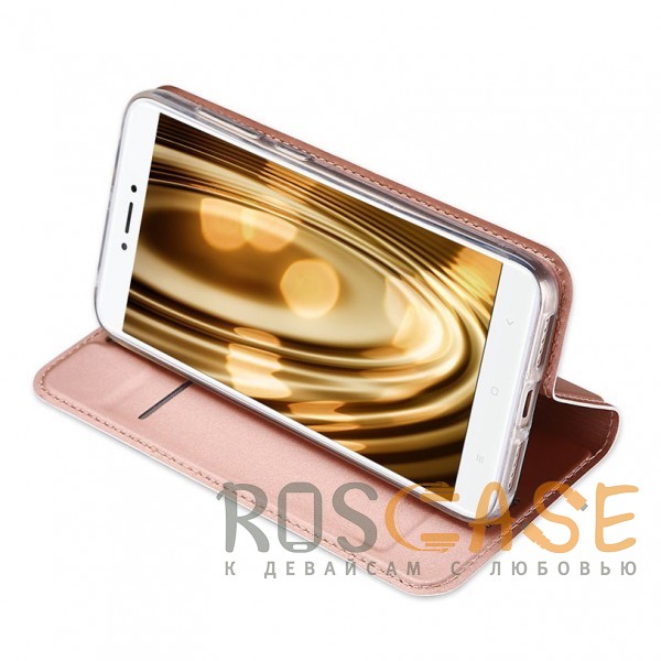 Изображение Rose Gold Dux Ducis | Чехол-книжка для Xiaomi Redmi Note 5A Prime / Redmi Y1 с подставкой и карманом для визиток