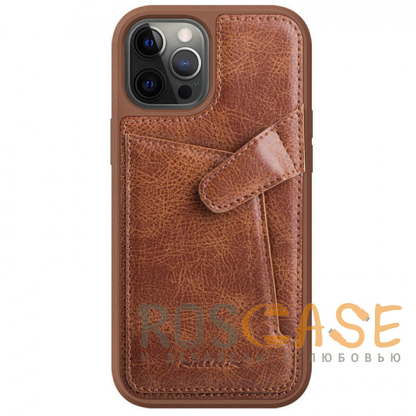 Фото Коричневый Nillkin Aoge Leather | Чехол с визитницей из Premium экокожи для iPhone 12 / 12 Pro