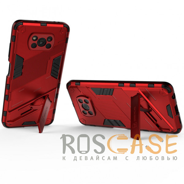Изображение Красный Megatron | Противоударный чехол-подставка для Xiaomi Poco X3 (NFC) Pro с защитой камеры