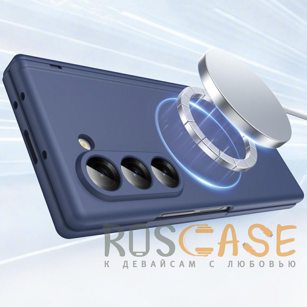 Фотография Темно-синий Чехол 3D с Magsafe и внешним стеклом для Samsung Galaxy Z Fold 6
