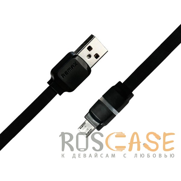 Фотография Черный Remax RC-029 | Плоский дата кабель с разъемом MicroUSB (100 см)