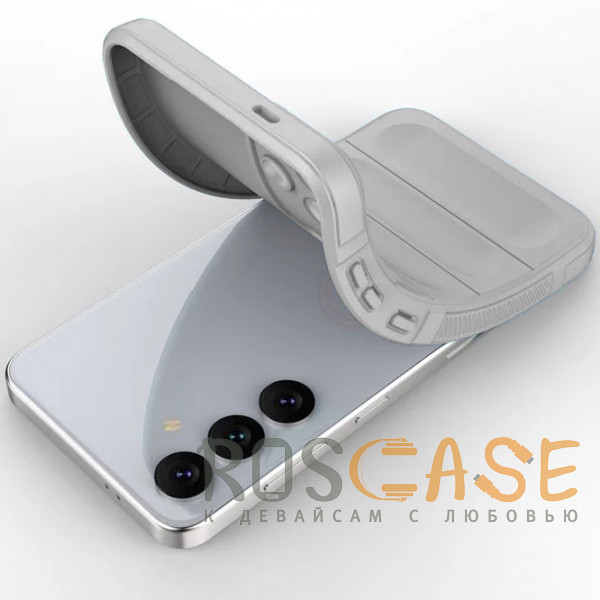 Фотография Серый Flex Silicone | Противоударный чехол для Samsung Galaxy S24 Plus с защитой камеры и микрофиброй