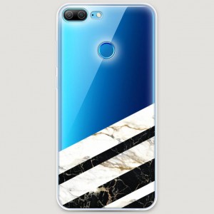 RosCase | Силиконовый чехол Черно-белый мрамор половинка на Huawei Honor 9 Lite