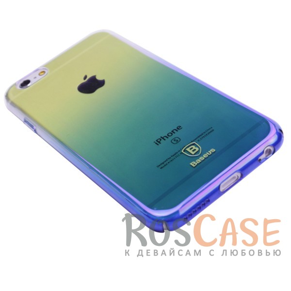 Изображение Голубой Блестящая прозрачная накладка Baseus Glaze Ultrathin из тонкого пластика с бензиновым отливом и градиентной расцветкой для Apple iPhone 6/6s (4.7")