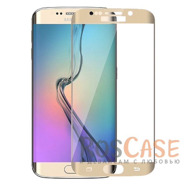 Фото Золотой Защитное изогнутое стекло 3D на весь экран с закругленными краями для Samsung G935F Galaxy S7 Edge