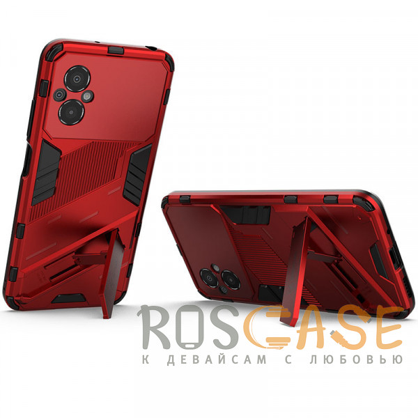 Фотография Красный Megatron | Противоударный чехол-подставка для Xiaomi Poco M5 4G / Poco M4 5G с защитой камеры