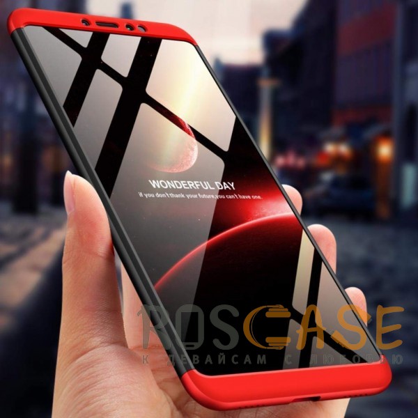 Изображение Черный / Красный GKK LikGus 360° | Двухсторонний чехол для Xiaomi Mi Max 3 с защитными вставками
