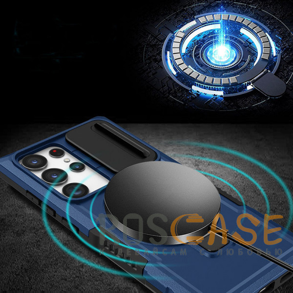 Фотография Темно-синий CamShield MagSafe | Противоударный чехол для Samsung Galaxy S22 Ultra со шторкой для камеры