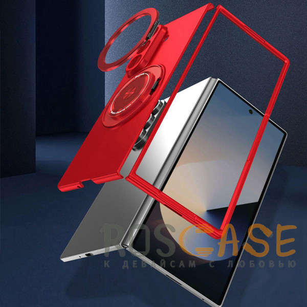 Фото Красный Matte Shield Ring | Тонкий пластиковый чехол с кольцом Magsafe для Samsung Galaxy Z Fold 8 Ultra