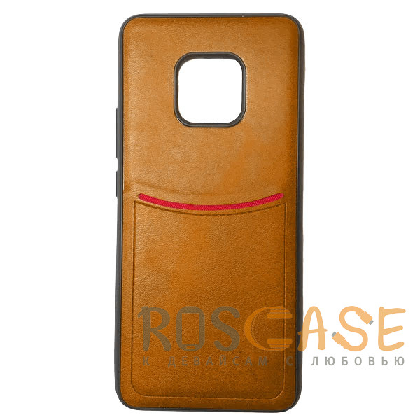 Фото Светло-коричневый ILEVEL | Чехол с кожаным покрытием и с карманом-визитницей для Huawei Mate 20 Pro