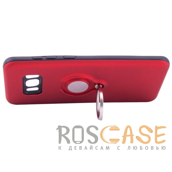Изображение Красный Deen | Матовый чехол для Samsung G955 Galaxy S8 Plus с креплением под магнитный держатель и кольцом-подставкой
