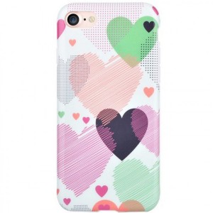 Силиконовая накладка Devia Vivid Case "Сердечки"  для iPhone 7