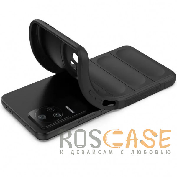 Фотография Черный Flex Silicone | Противоударный чехол для Xiaomi Poco F4 / Redmi K40s с защитой камеры и микрофиброй