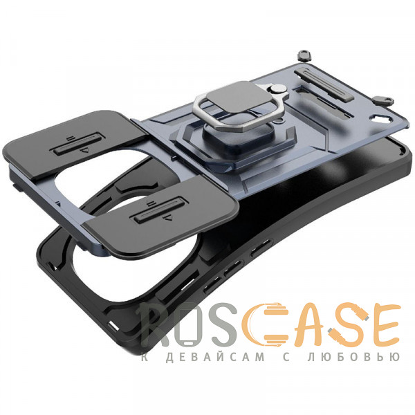 Фото Зеленый Transformer Ring Holder | Противоударный чехол с кольцом и шторкой камеры для Xiaomi Redmi Note 14 Pro 4G
