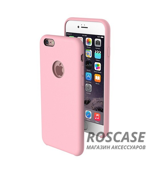 Фото Розовый / Pink Ультратонкий силиконовый защитный чехол-накладка Rock Silicon с гладким покрытием для Apple iPhone 6/6s (4.7")