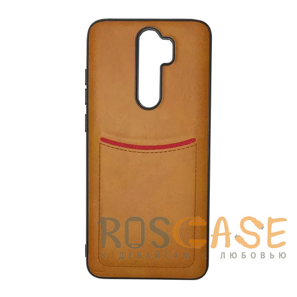Фото Коричневый iLEVEL | Чехол с кожаным покрытием и карманом для Xiaomi Redmi 9