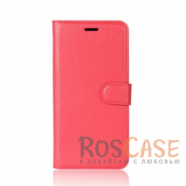 Фото Красный Гладкий кожаный чехол-бумажник на магнитной застежке с функцией подставки и внутренними карманами для OnePlus 5T