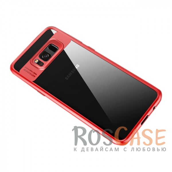 Фото Красный / Red Прозрачный пластиковый чехол с антиударным бампером и защитой камеры для Samsung G950 Galaxy S8