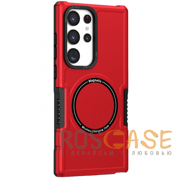 Фото Красный Magnetic Armor | Противоударный чехол с поддержкой MagSafe для Samsung Galaxy S25 Ultra