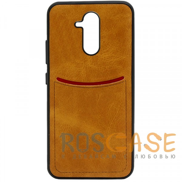 Фото Светло-коричневый ILEVEL | Чехол с кожаным покрытием и с карманом-визитницей для Huawei Mate 20 lite