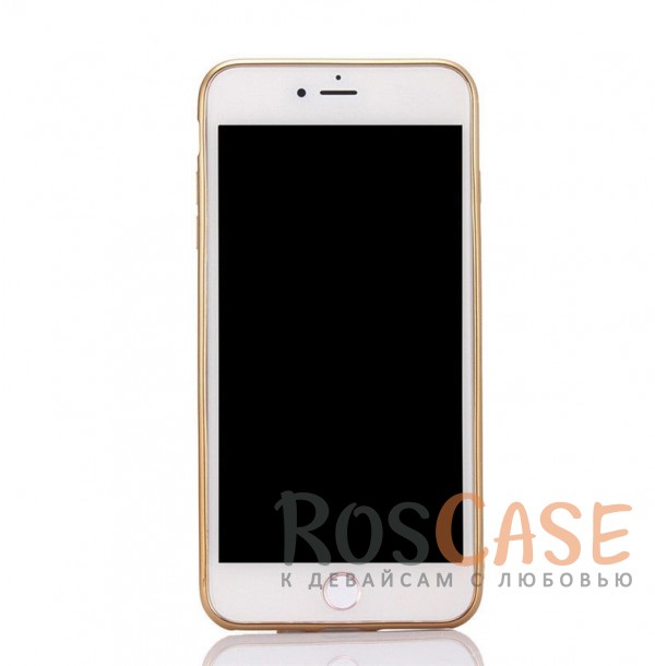 Изображение Золотой / Розовые цветы Прозрачный чехол со стразами для iPhone 7 Plus / 8 Plus с глянцевым бампером
