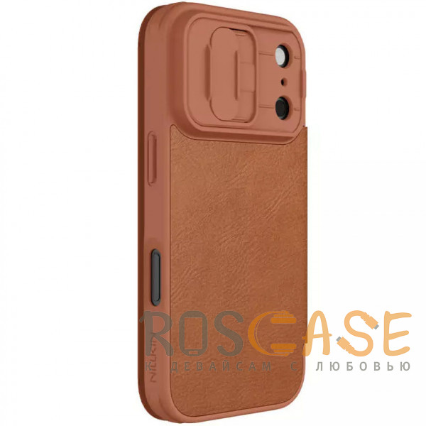 Изображение Коричневый Nillkin Qin PRO | Чехол-книжка из Premium экокожи с защитой камеры для iPhone 17 Pro