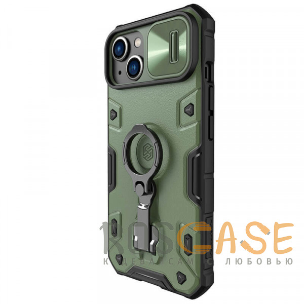 Изображение Темно-зеленый Nillkin CamShield Armor Magnetic | Противоударный чехол для магнитной зарядки с кольцом для iPhone 14 Plus с защитой камеры