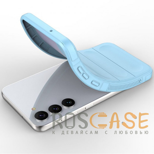 Фотография Голубой Flex Silicone | Противоударный чехол для Samsung Galaxy S23 с защитой камеры и микрофиброй