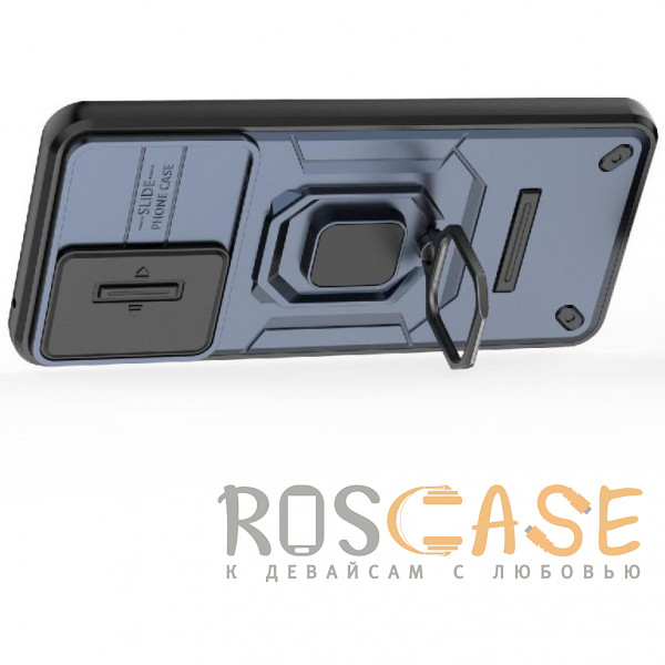 Фотография Темно-синий Transformer Ring Holder | Противоударный чехол с кольцом и шторкой камеры для OnePlus Nord CE 5 5G