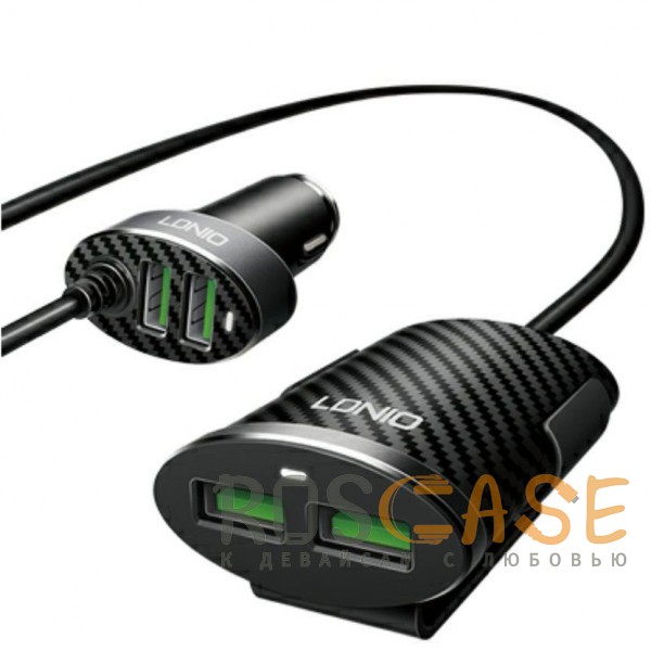 Фото Черный / Серый LDNIO C502 | Двойное автомобильное зарядное устройство на 4 USB