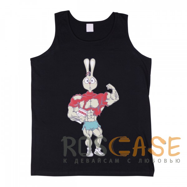 Изображение Черный Muscle Rabbit | Мужская майка со спортивным принтом "Кролик - Винни Пух"