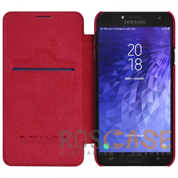 Изображение Красный Nillkin Qin натур. кожа | Чехол-книжка для Samsung J400F Galaxy J4 (2018)