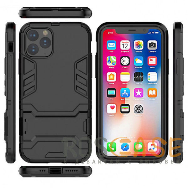 Изображение Черный Transformer | Противоударный чехол-подставка для iPhone 12 / 12 Pro с мощной защитой корпуса