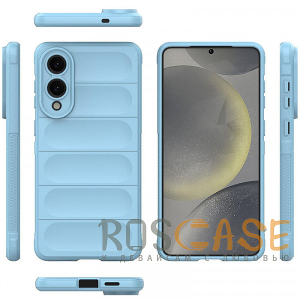 Фото Голубой Flex Silicone | Противоударный чехол для Samsung Galaxy S25 Edge с защитой камеры и микрофиброй