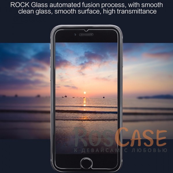 Фотография Закаленное защитное стекло ROCK на экран с закругленными гранями и олеофобным покрытием "анти-отпечатки" для  Apple iPhone 7 plus / 8 plus (5.5")