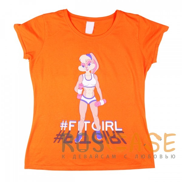 Изображение Оранжевый Muscle Rabbit | Женская футболка с принтом Лола Банни #FitGirl