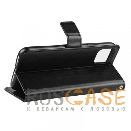 Фотография Черный Глянцевый чехол кошелек подставка для iPhone 12 Pro Max с магнитной защелкой