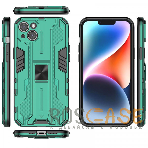 Изображение Зеленый Galvatron | Противоударный чехол-подставка для iPhone 13 с защитой камеры