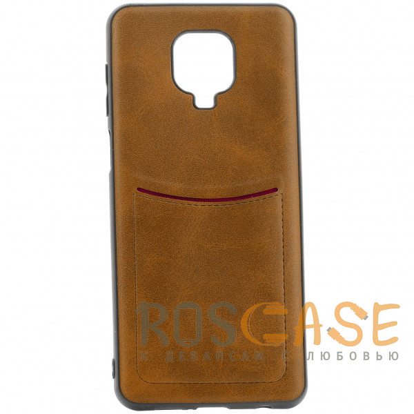 Фото Светло-коричневый ILEVEL | Чехол с кожаным покрытием и карманом для Xiaomi Redmi Note 9 Pro (Max) / Note 9S