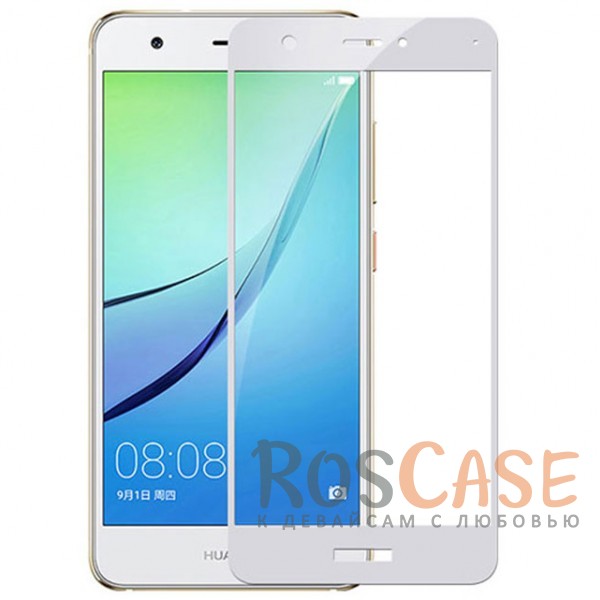 

Тонкое олеофобное защитное стекло с цветной рамкой на весь экран для Huawei Nova 2 (Белый)