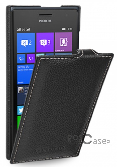 Фото Черный / Black TETDED натур. кожа | Чехол-флип для Microsoft Lumia 730/735