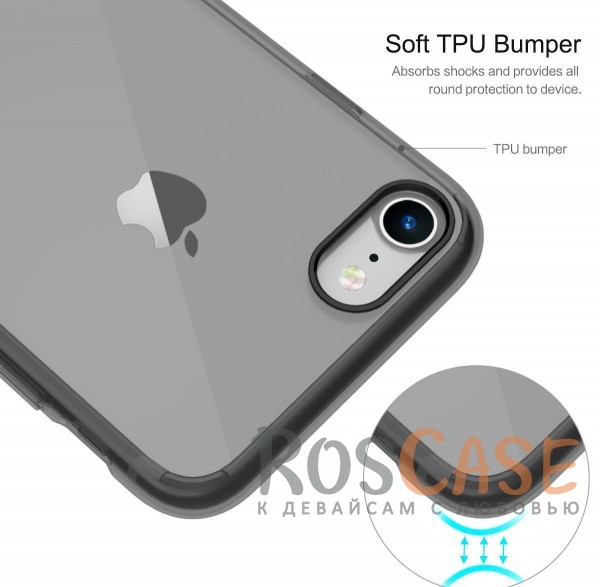 Фотография Черный / Transparent black Rock Pure | Пластиковый чехол для Apple iPhone 7 / 8 (4.7") с дополнительной защитой углов и кнопок