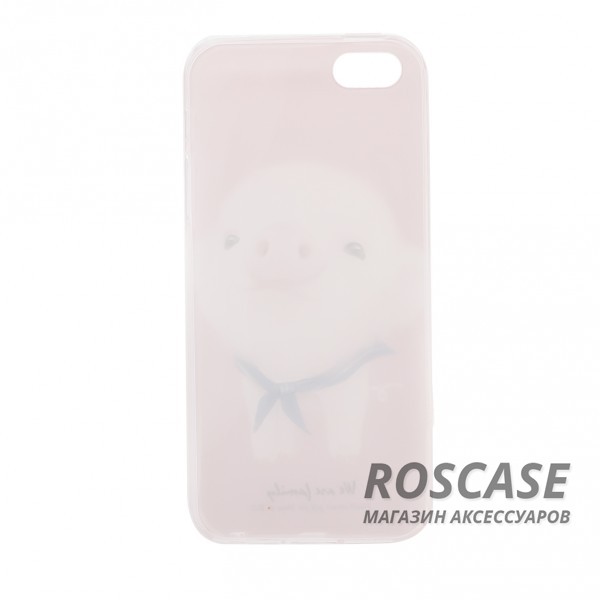 Изображение Piggy розовый Тонкий силиконовый чехол с принтом "Милые зверушки" для Apple iPhone 5/5S/SE